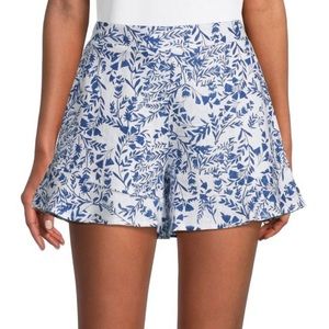 NWT Size XL SAKS Floral High Waist Linen Shorts